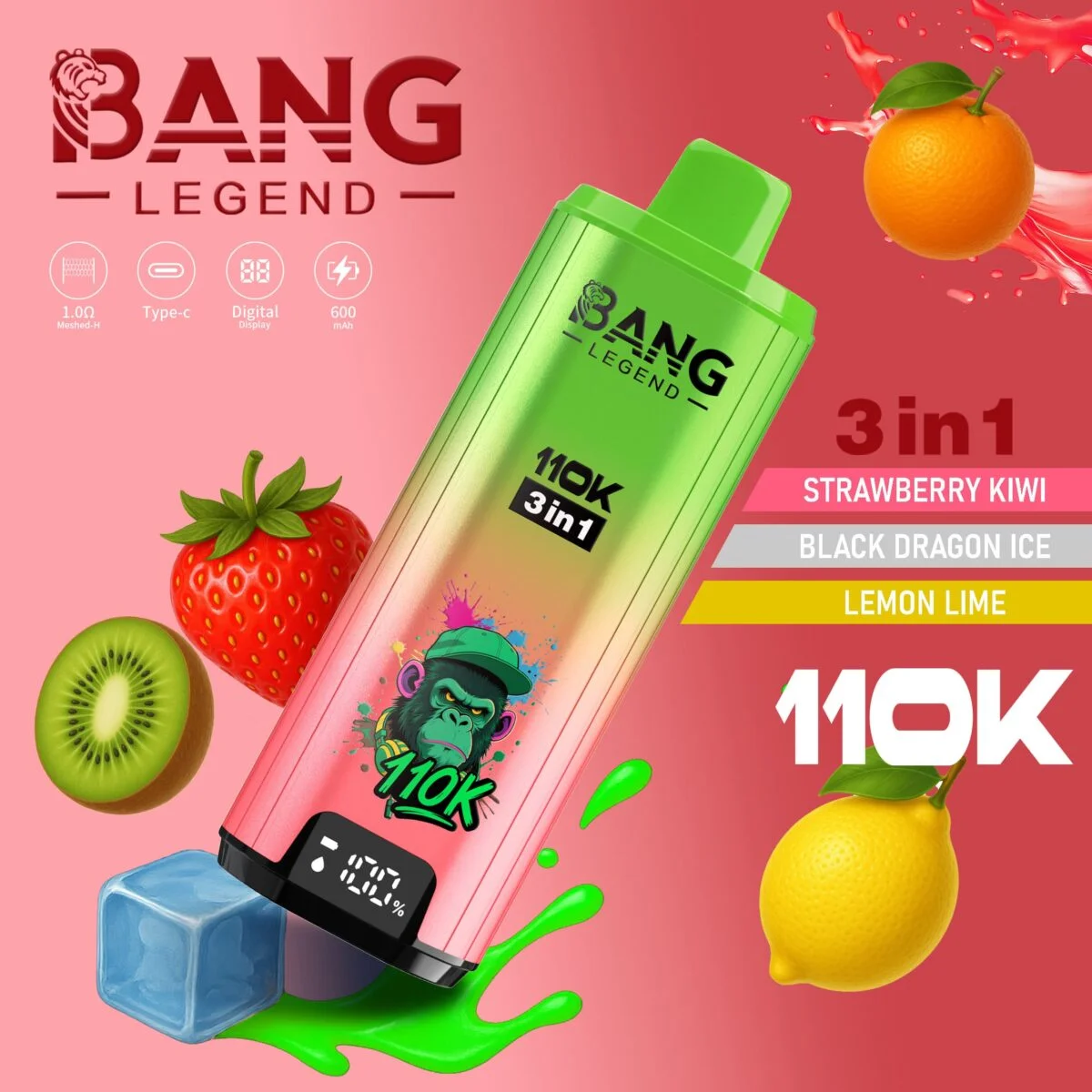 Bang Legend 110K Puffs 3in1フレーバー使い捨てVAPE